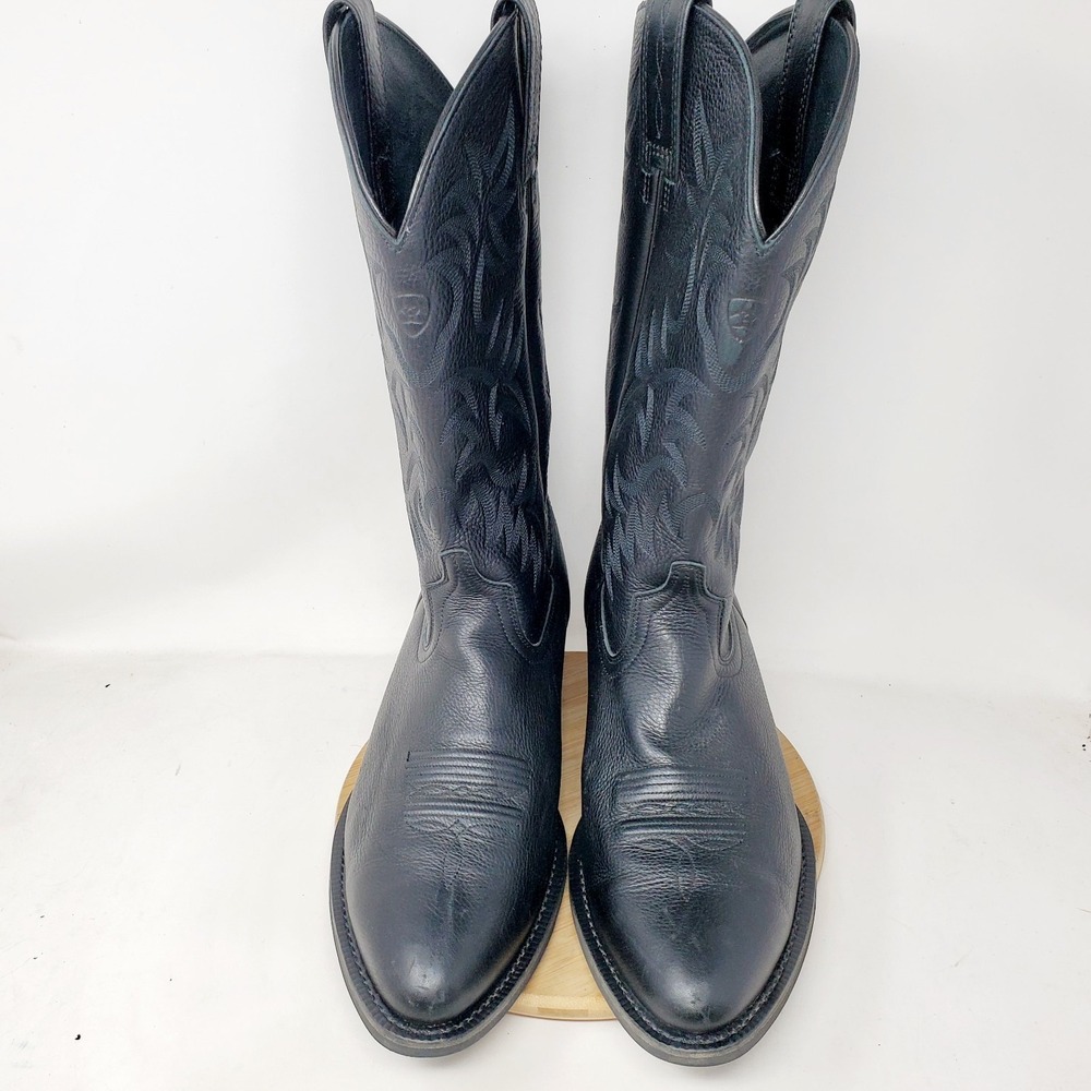 Ariat Heritage Boots Mens 13 D Black Leather Pull On R Toe Western Cowboy Shoes - Picture 6 of 15